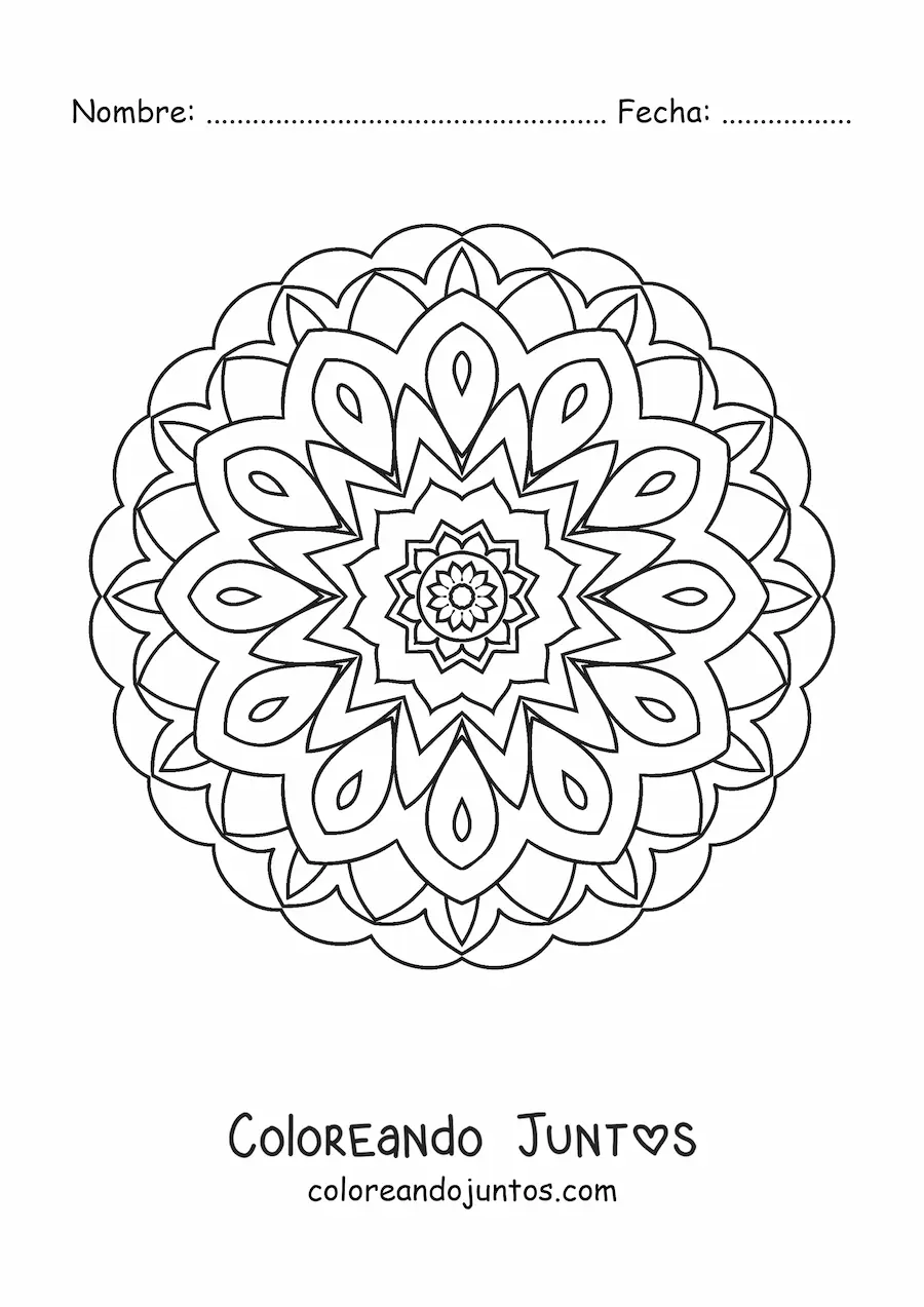 Imagen para colorear de mandala hindú fácil