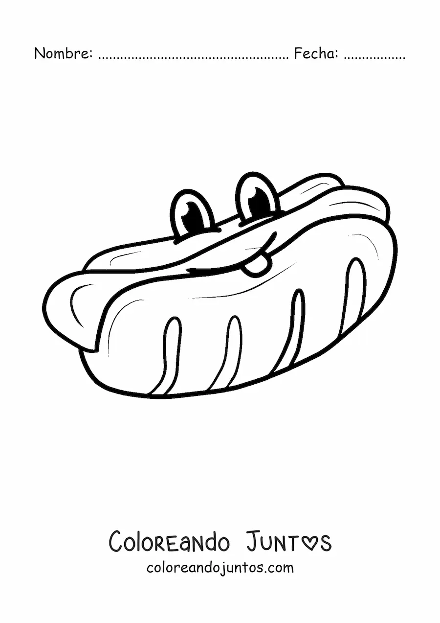 Imagen para colorear de hot dog animado