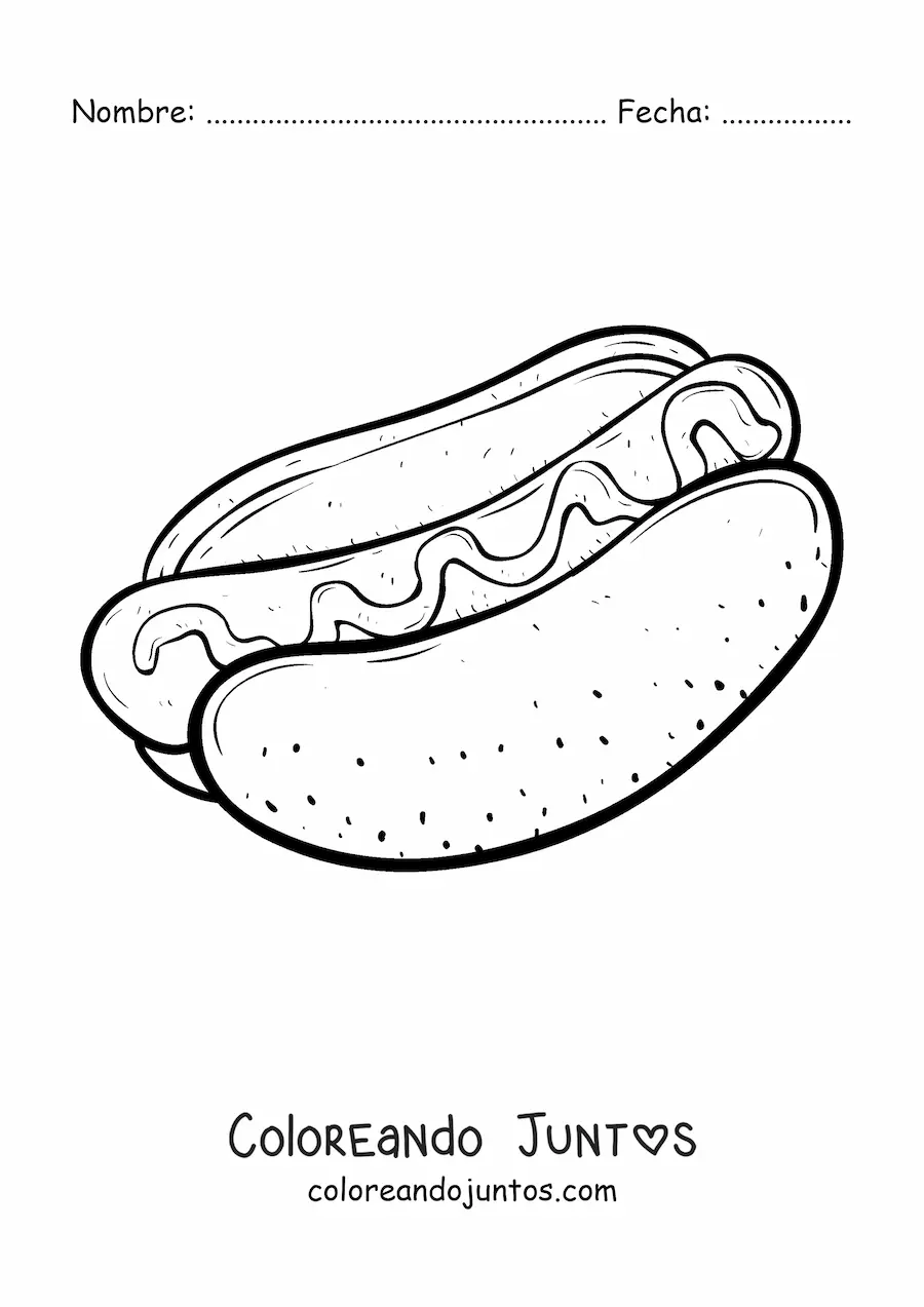 Imagen para colorear de hot dog fácil
