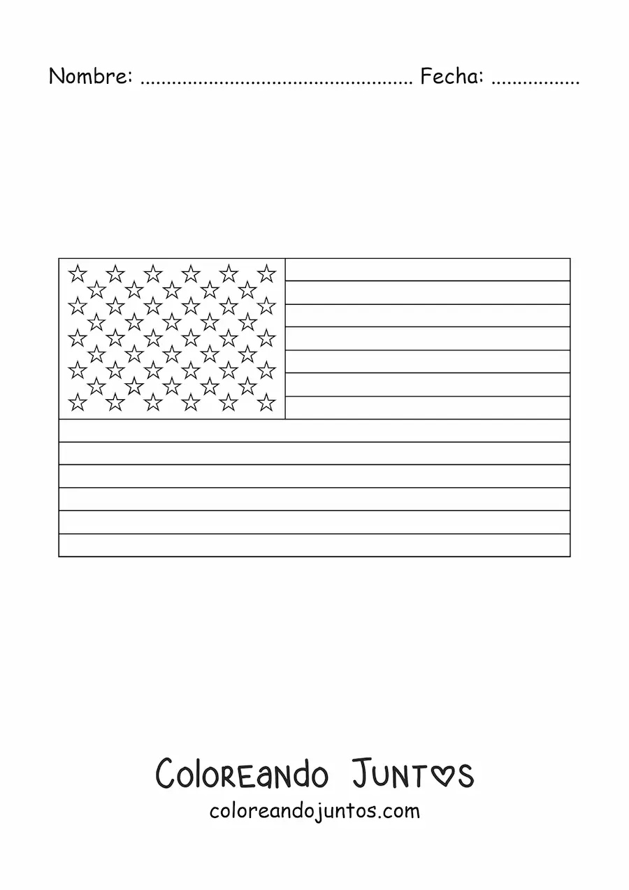Imagen para colorear de la bandera de Estados Unidos horizontal