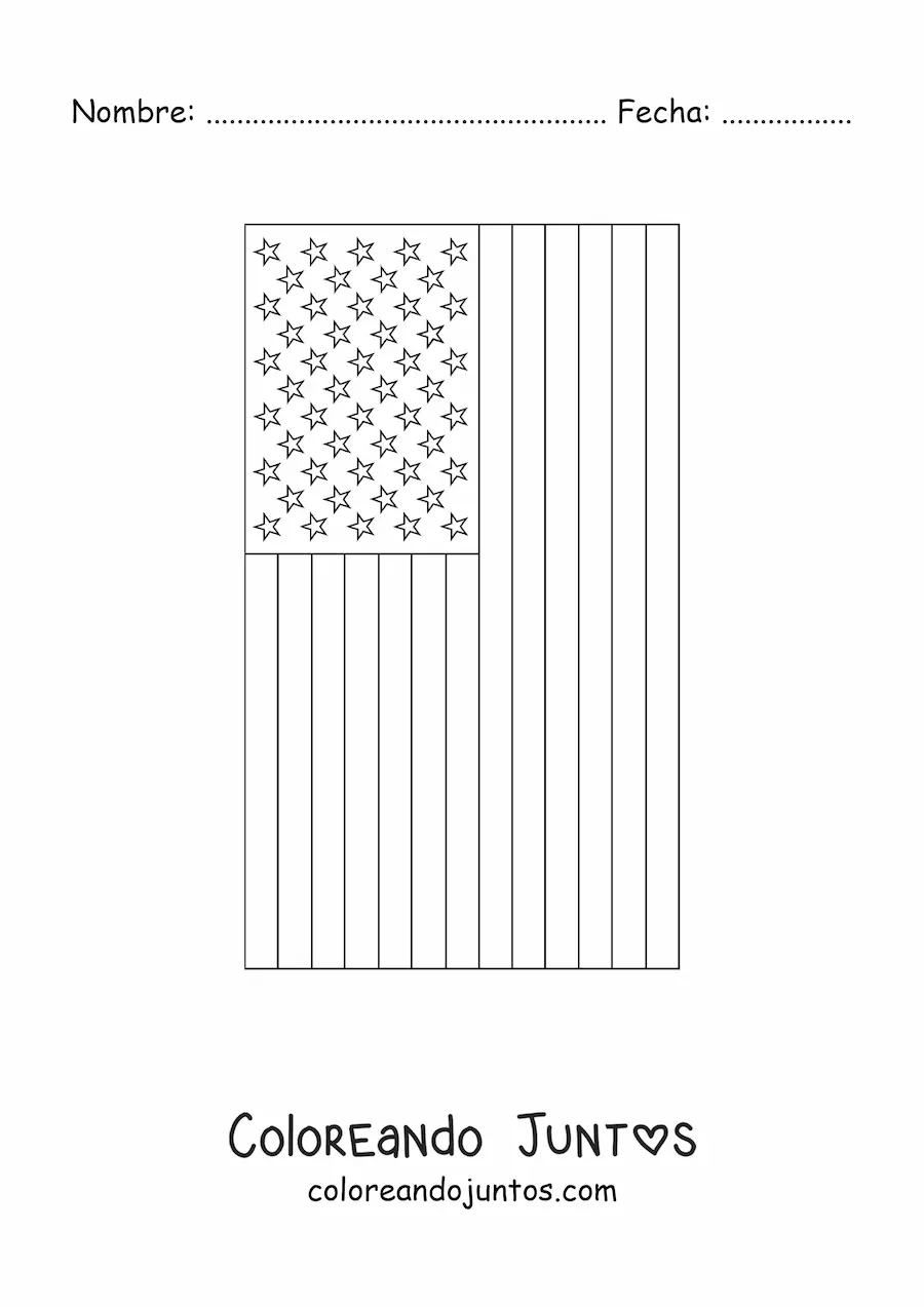 Imagen para colorear de la bandera de Estados Unidos vertical