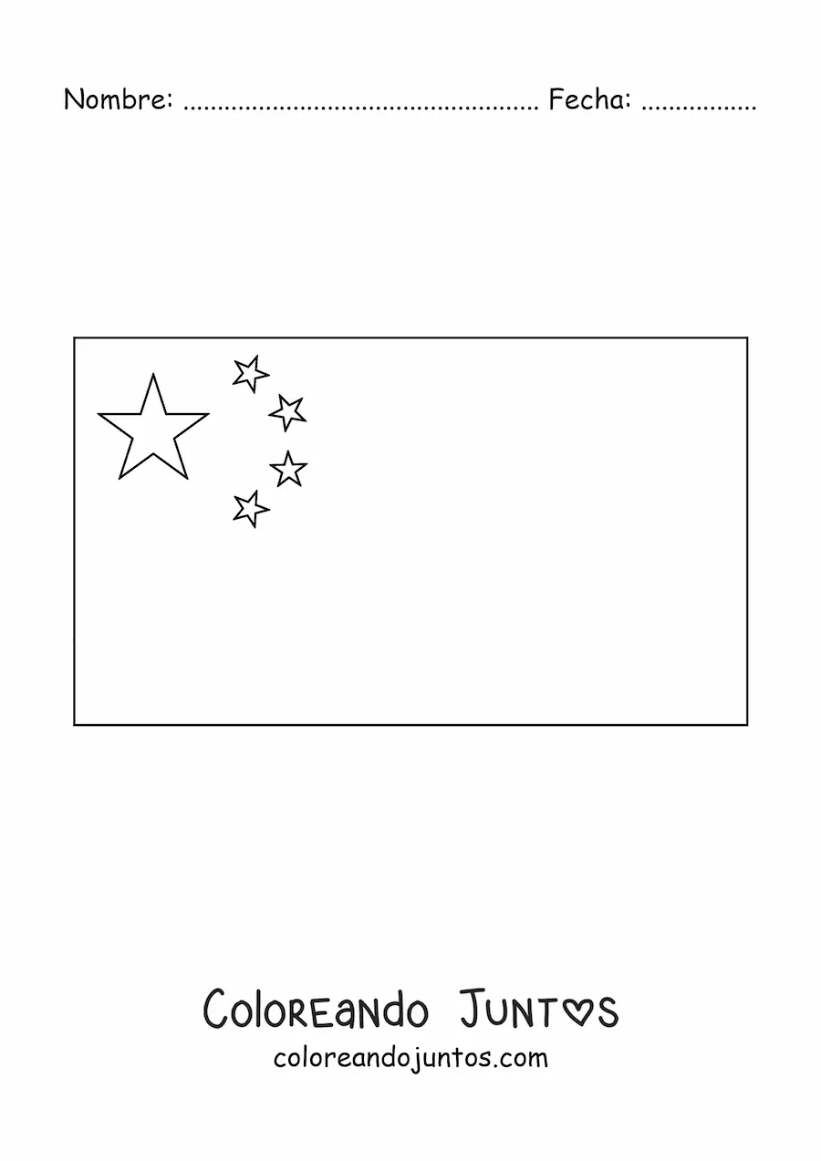 Imagen para colorear de la bandera de China horizontal