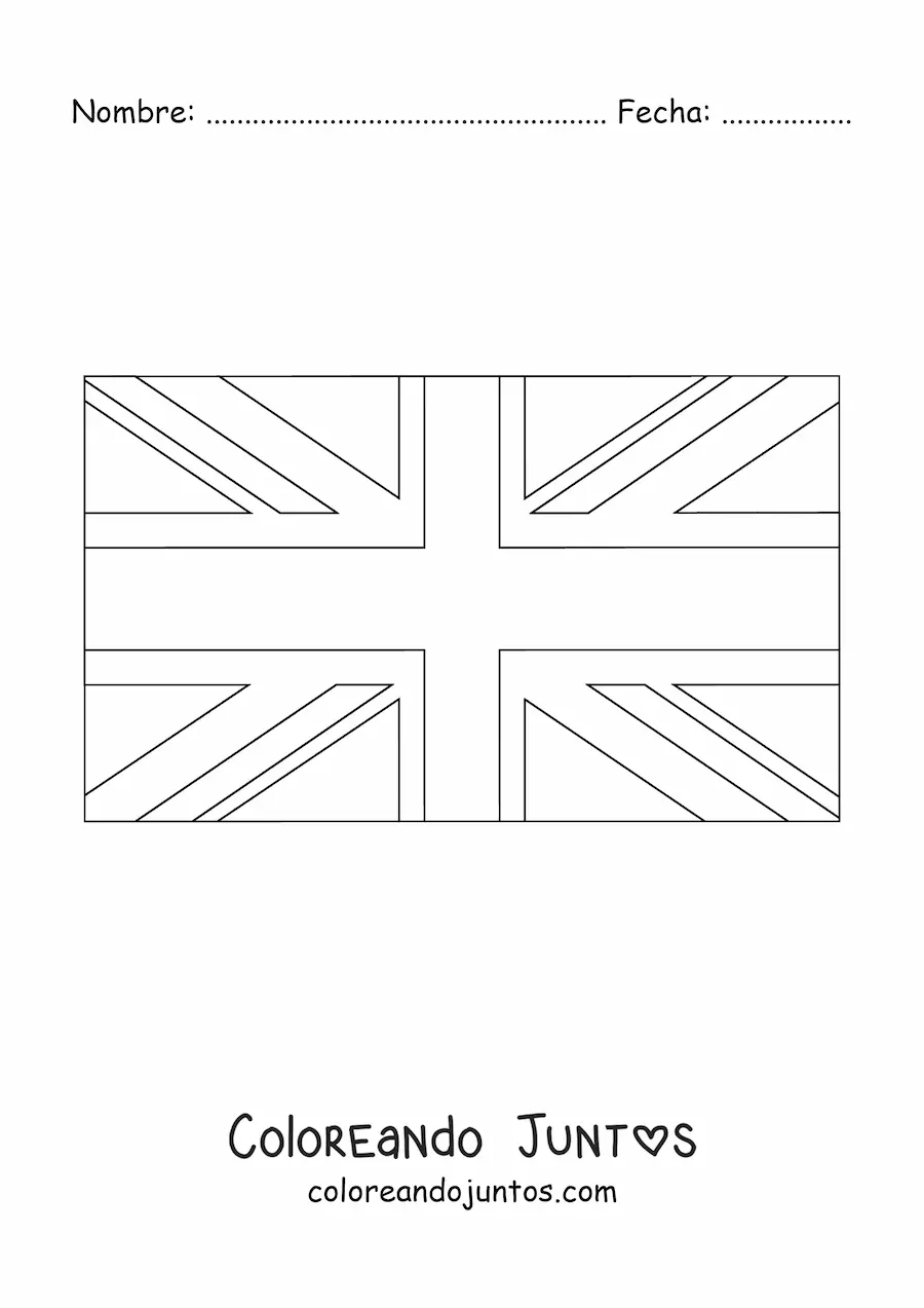 Imagen para colorear de la bandera del Reino Unido horizontal