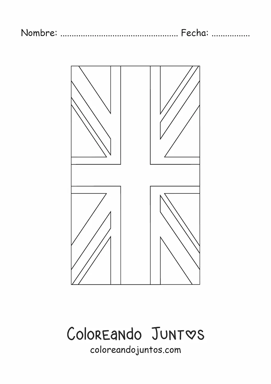 Imagen para colorear de la bandera del Reino Unido vertical