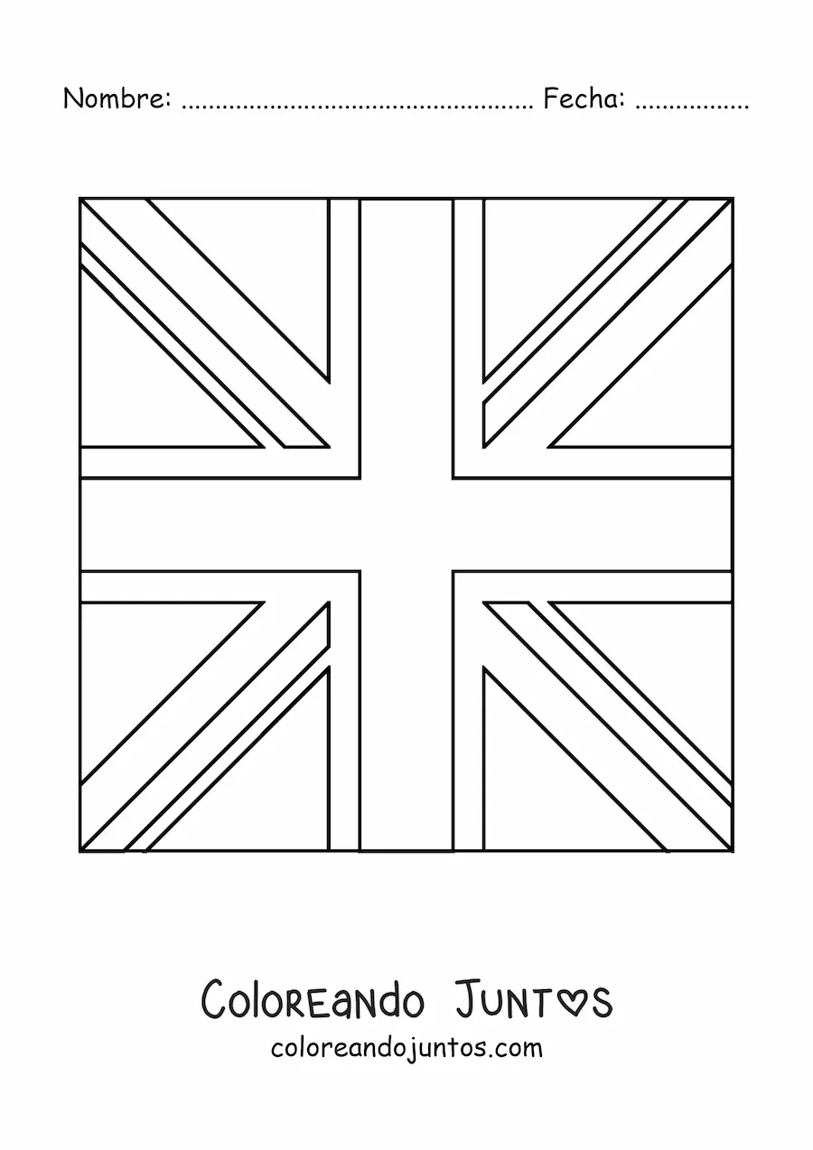 Imagen para colorear de la bandera del Reino Unido en emoji cuadrado