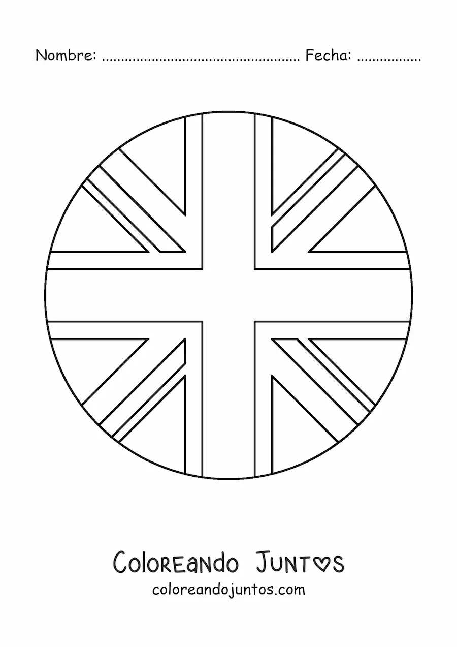 Imagen para colorear de la bandera del Reino Unido en emoji redondo