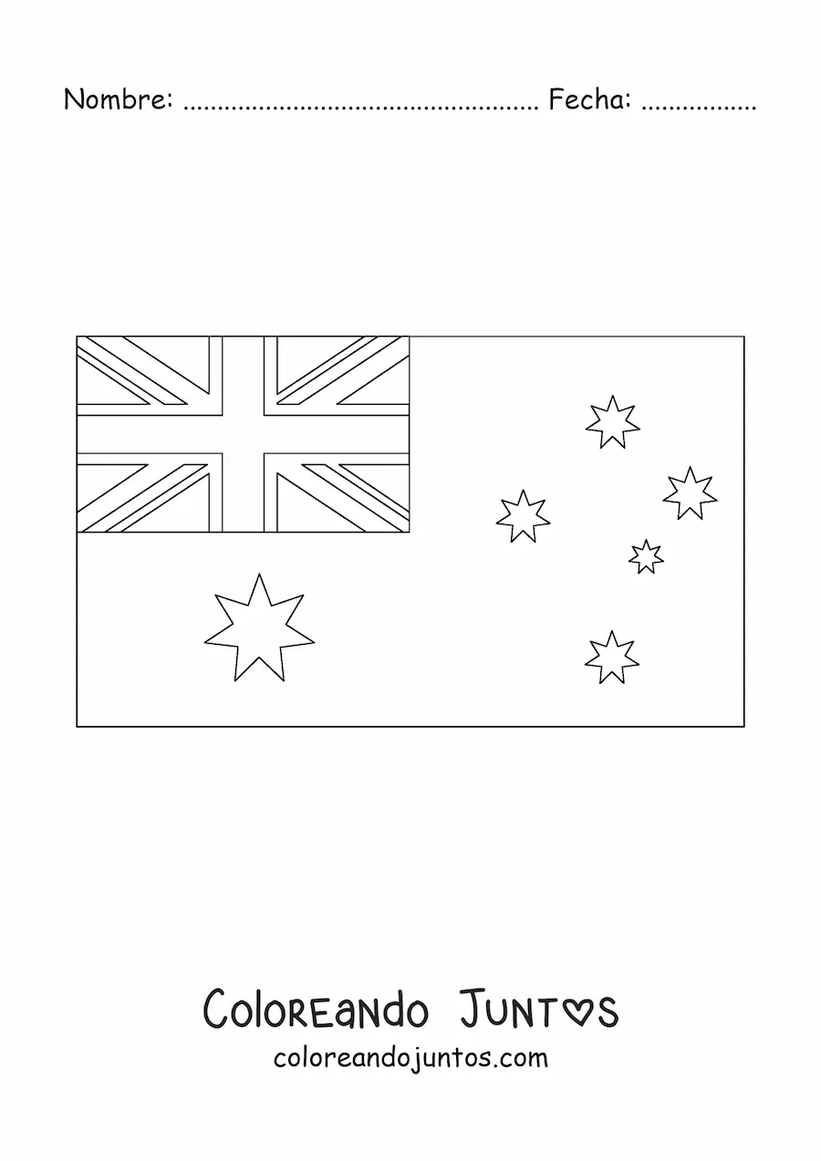 Imagen para colorear de la bandera de Australia horizontal