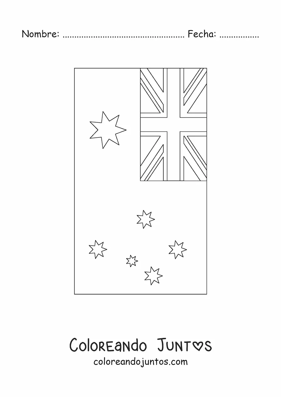 Imagen para colorear de la bandera de Australia vertical
