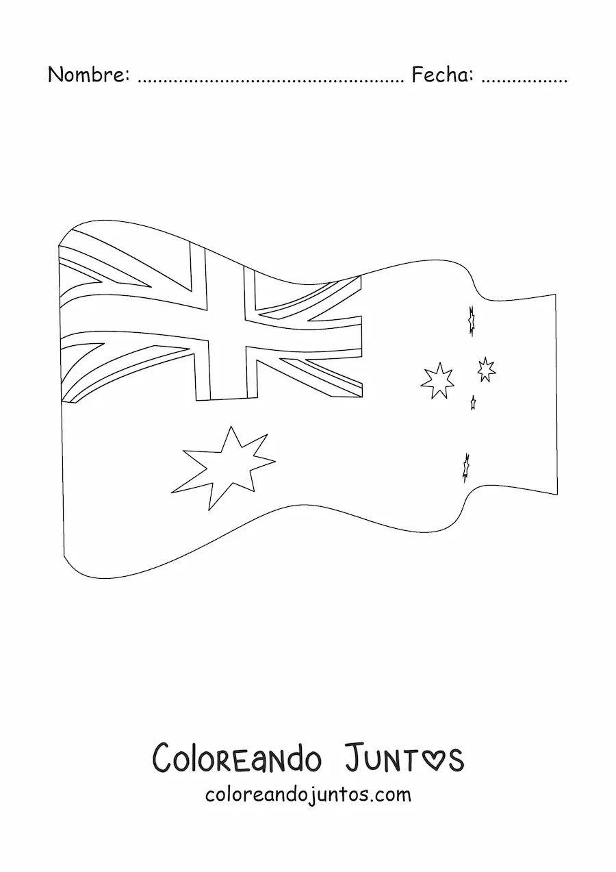 Imagen para colorear de la bandera de Australia ondeando