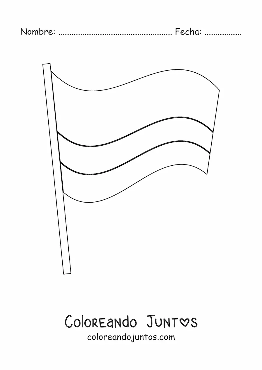Imagen para colorear de la bandera de Colombia en un asta