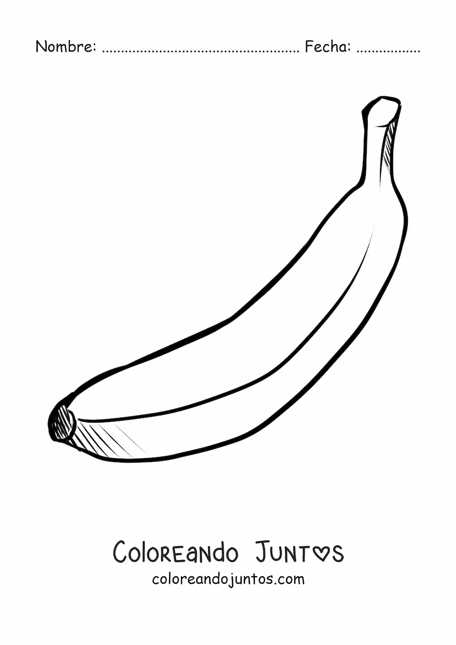 Imagen para colorear de una banana con cáscara