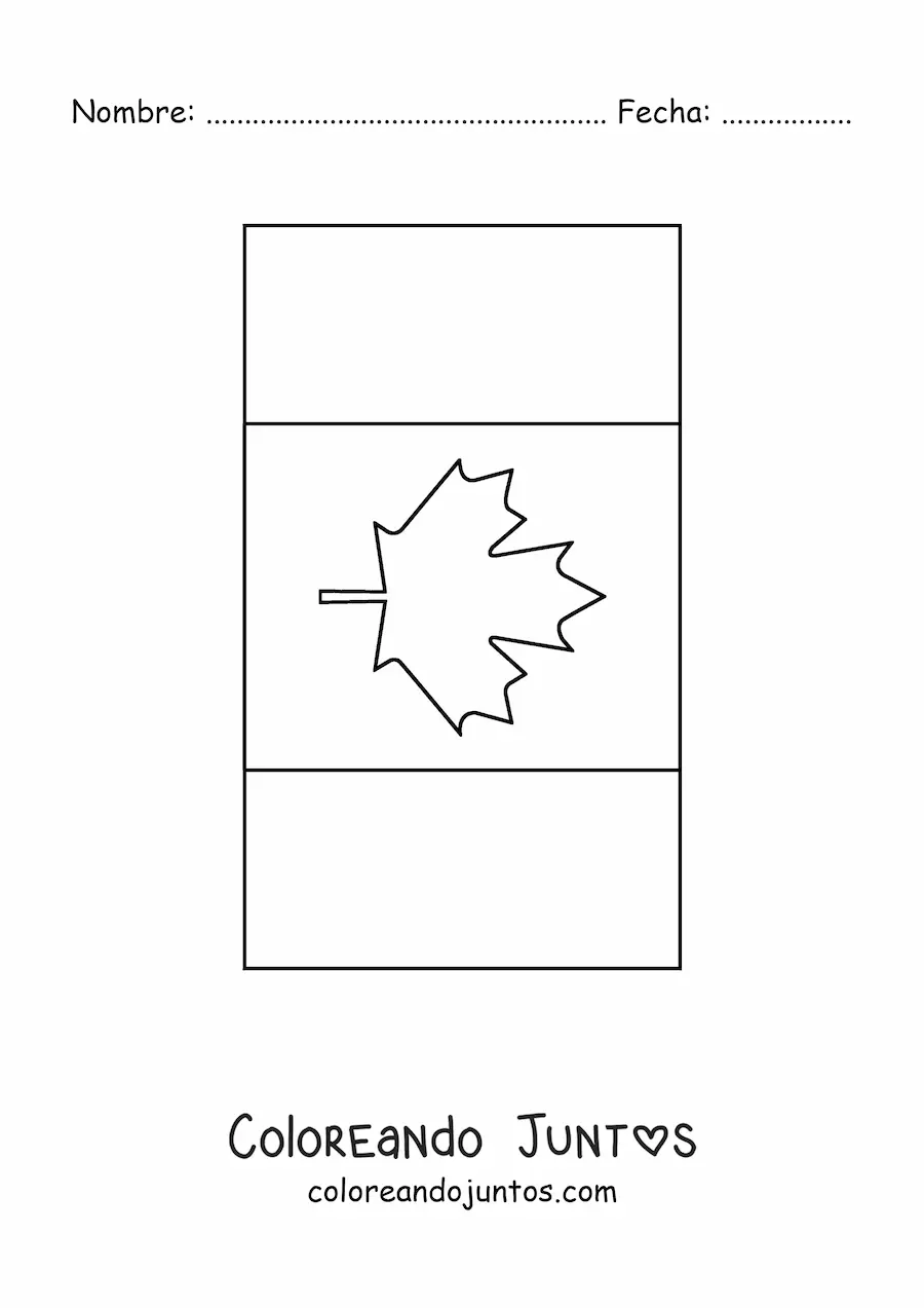 Imagen para colorear de la bandera de Canadá vertical