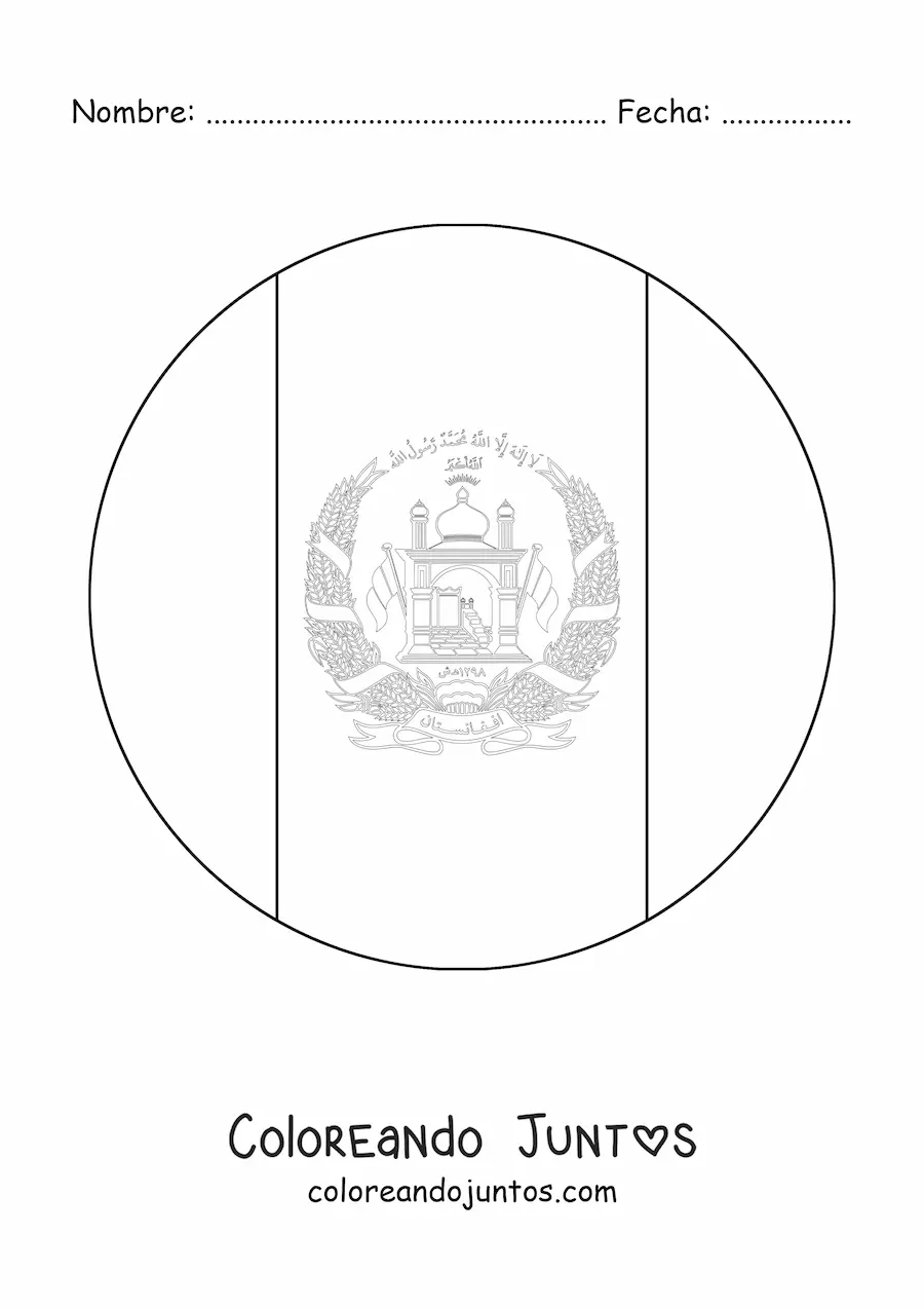 Imagen para colorear de la bandera de Afganistán en emoji redondo