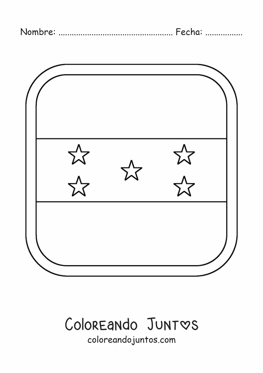 Imagen para colorear de la bandera de Honduras en emoji cuadrado