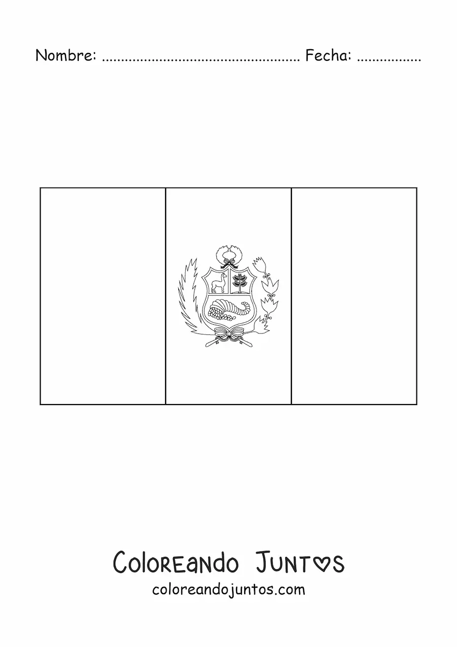 Imagen para colorear de bandera de perú horizontal
