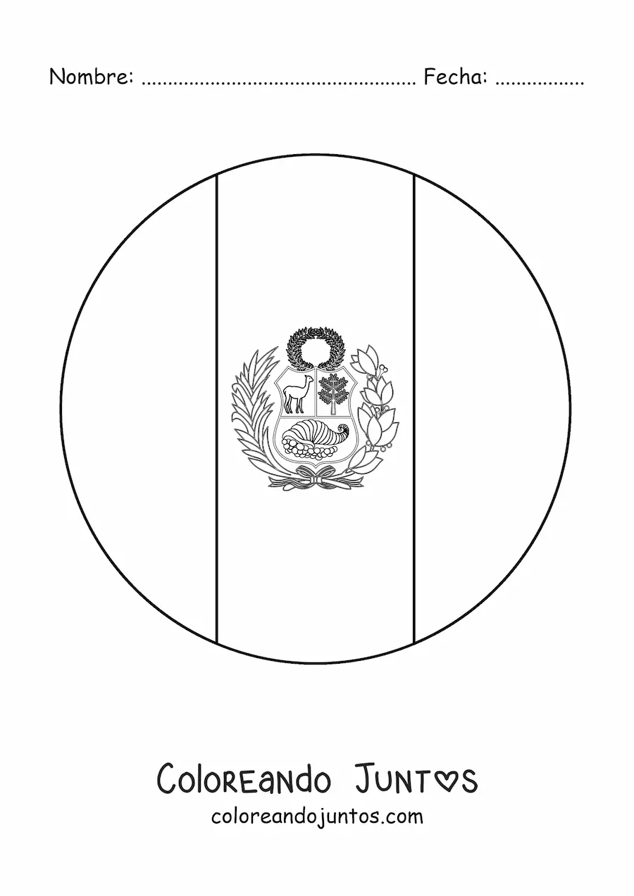 Imagen para colorear de emoji de bandera de perú redonda