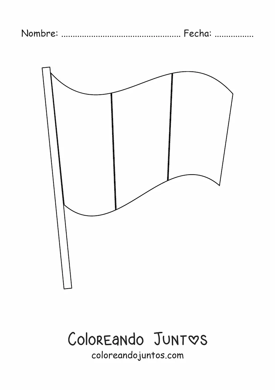 Imagen para colorear de bandera de perú sin escudo en asta