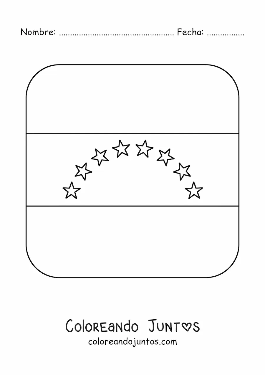 Imagen para colorear de emoji de bandera de venezuela cuadrada