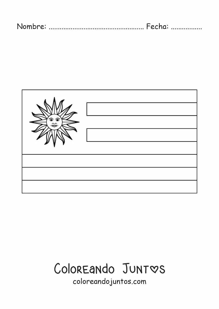 Imagen para colorear de bandera de uruguay horizontal