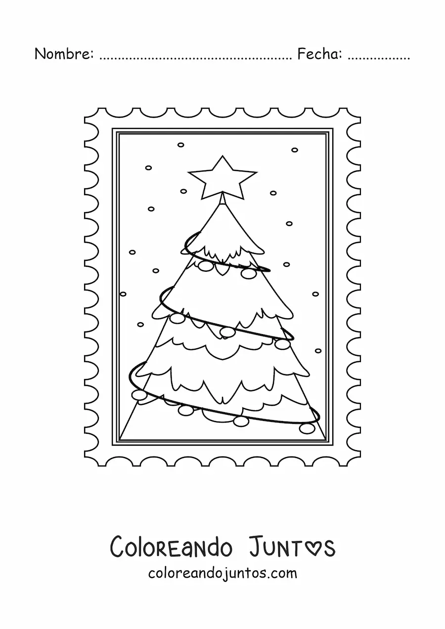 Imagen para colorear de un arbolito de Navidad sencillo