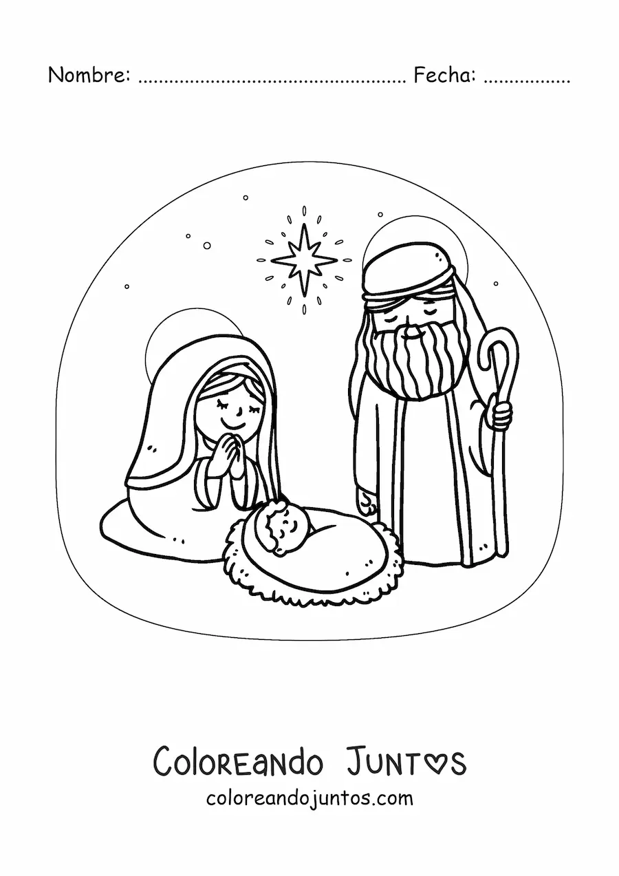 Imagen para colorear del nacimiento del niño Jesús