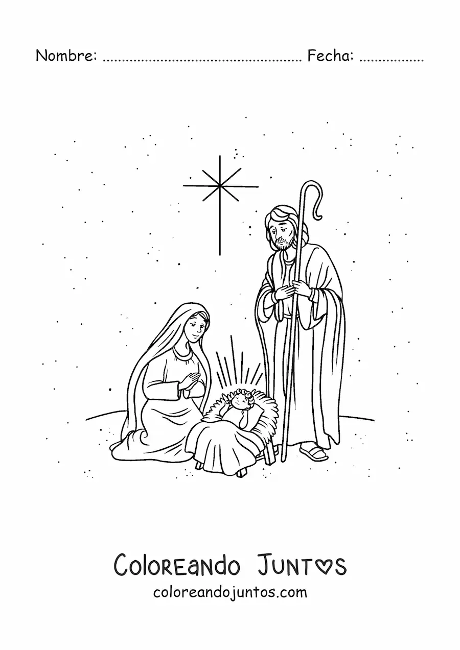 Imagen para colorear del nacimiento de Jesús
