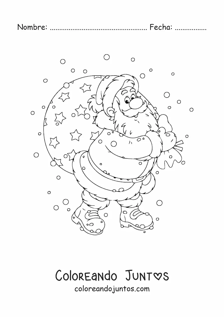 Imagen para colorear de Santa Claus animado con regalos