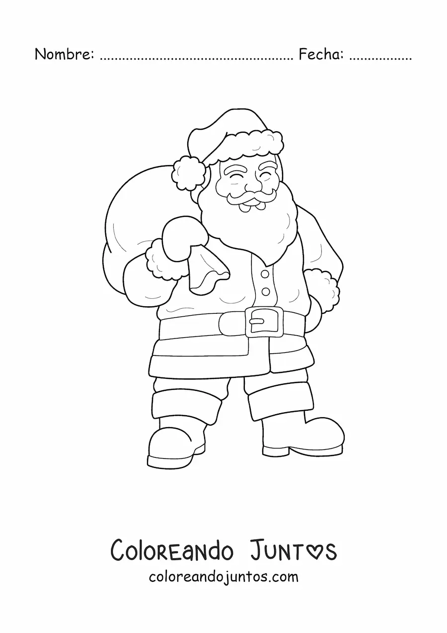 Imagen para colorear de Santa Claus realista con regalos