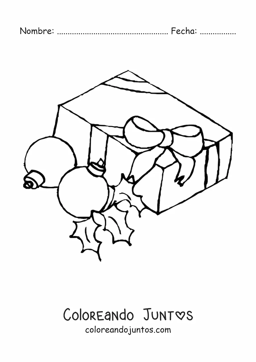 Imagen para colorear de esferas navideñas con regalos
