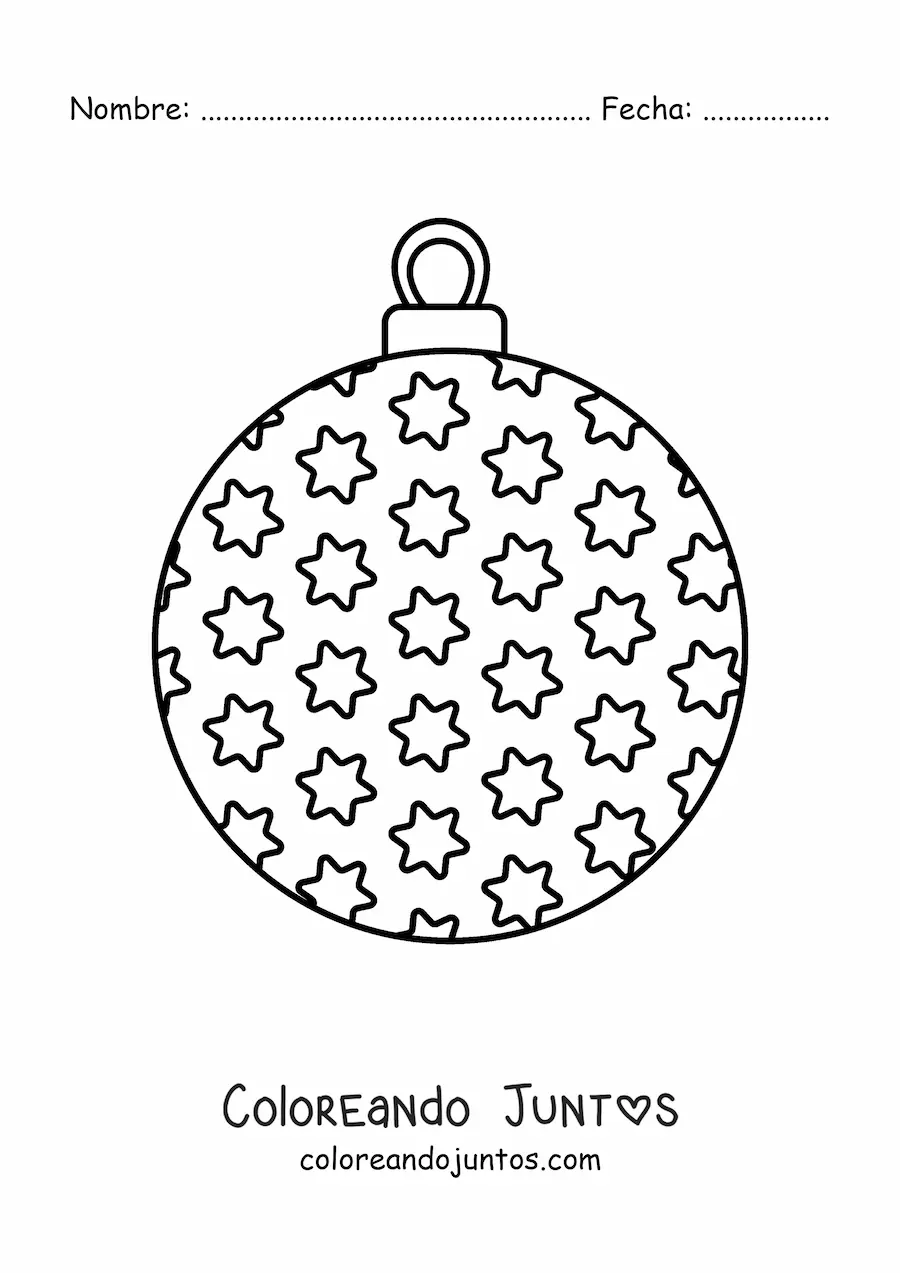 Imagen para colorear de esfera navideña con estrellas
