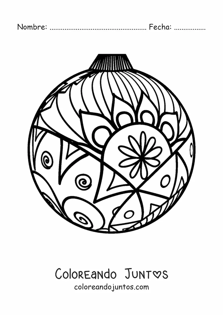 Imagen para colorear de esfera navideña estilo zentangle