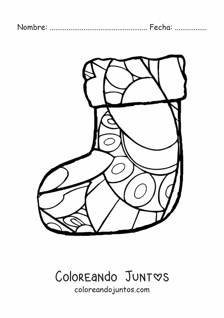 Imagen para colorear de bota navideña mandala