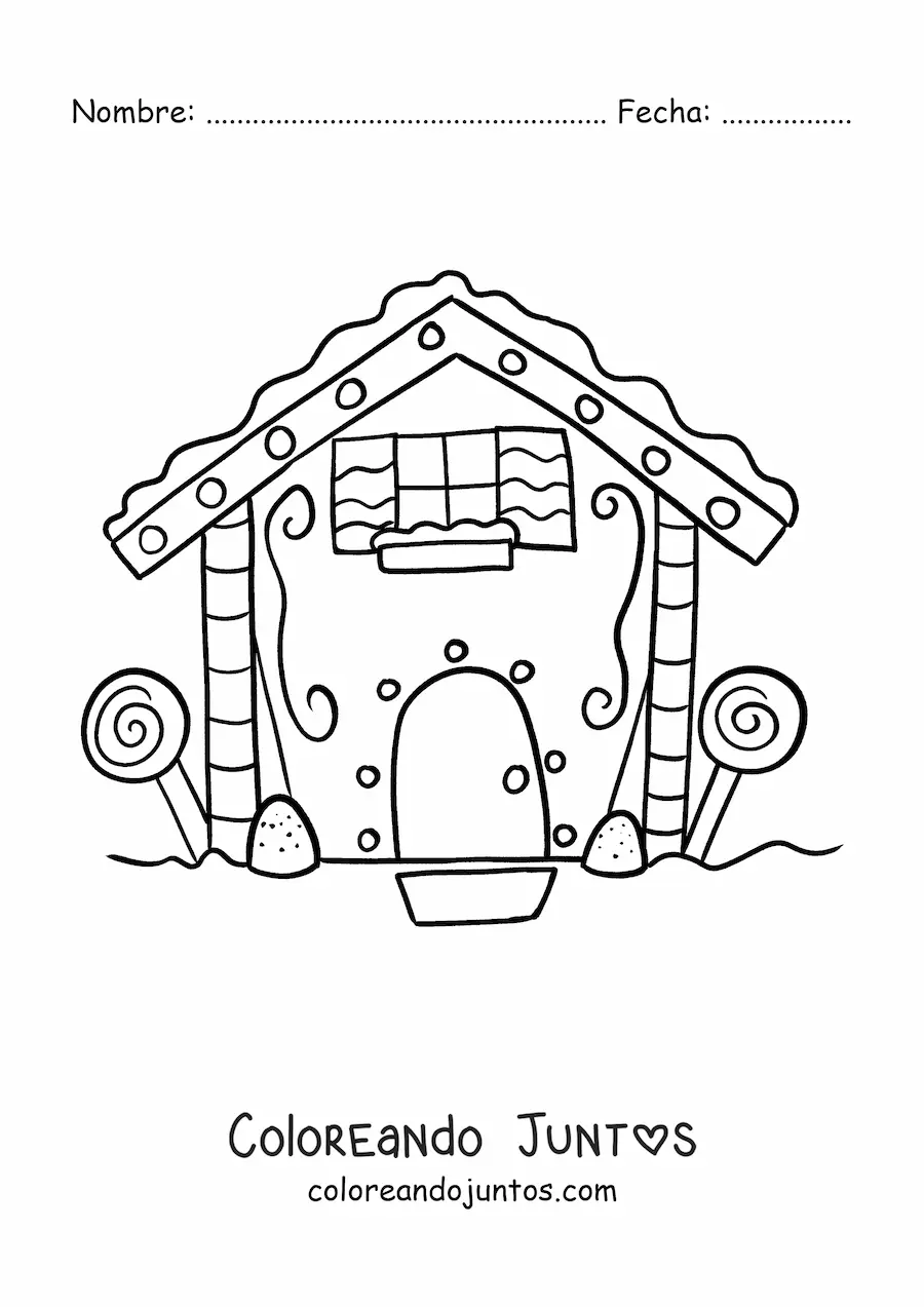 Imagen para colorear de casa de jengibre animada