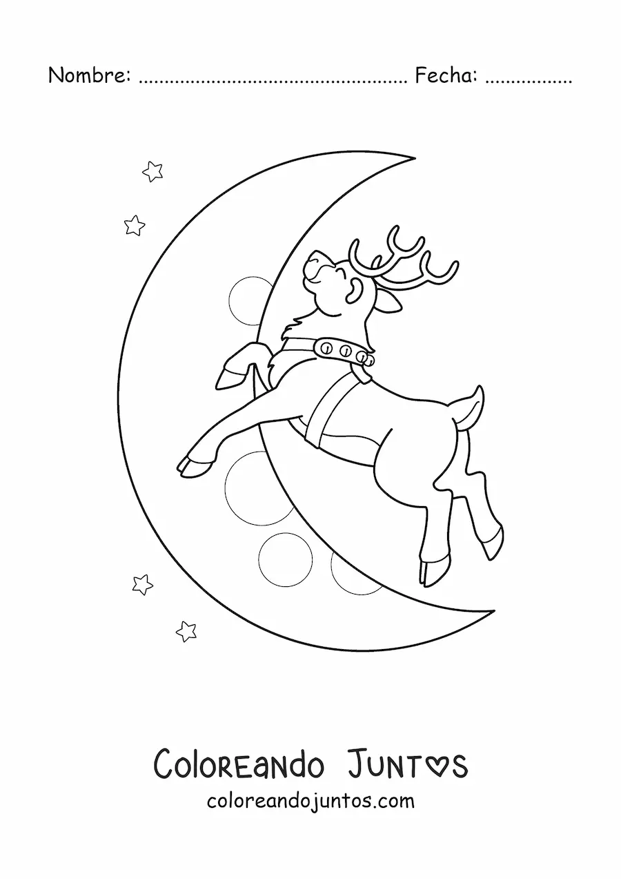 Imagen para colorear de reno navideño volando