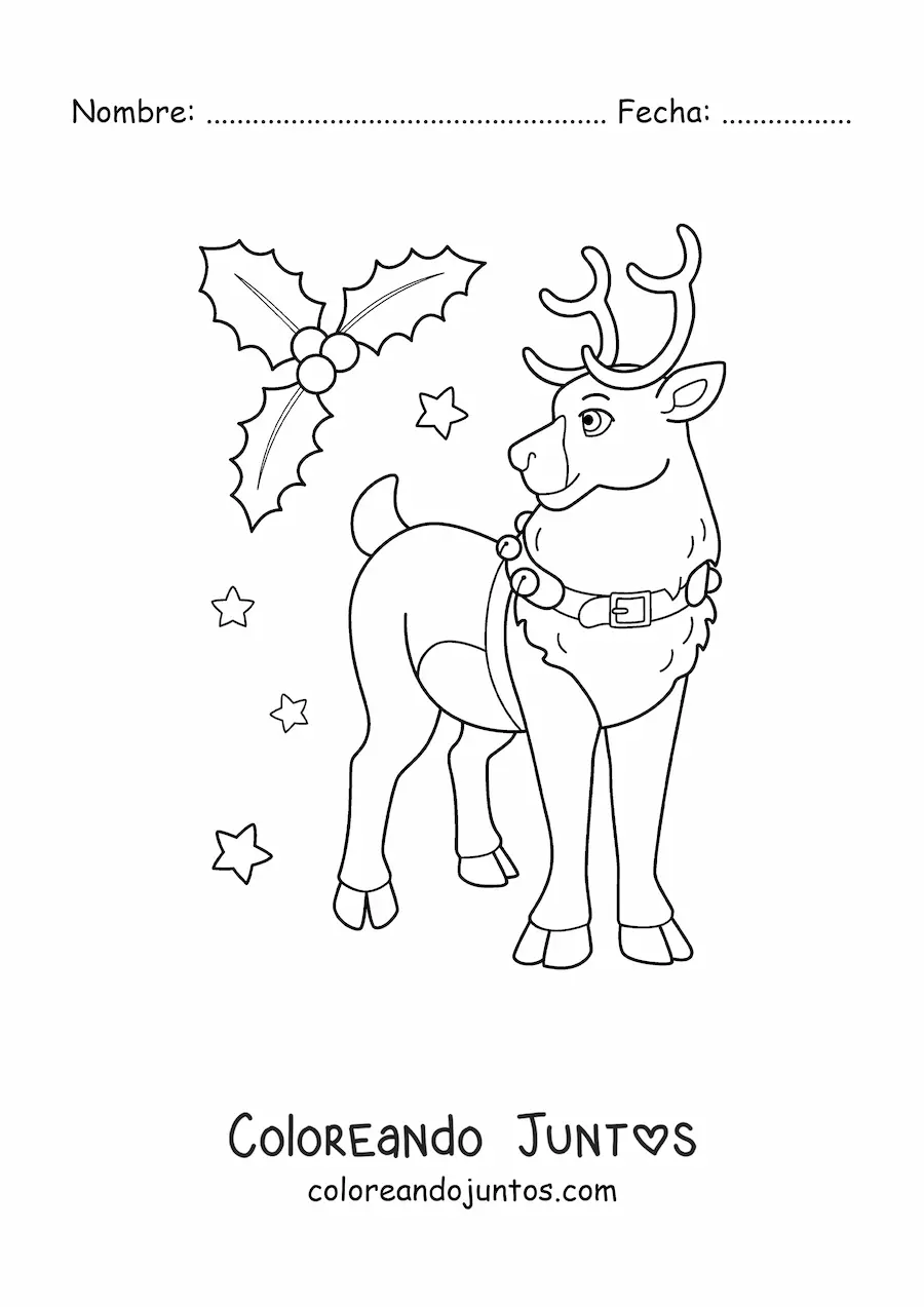 Imagen para colorear de reno de Santa