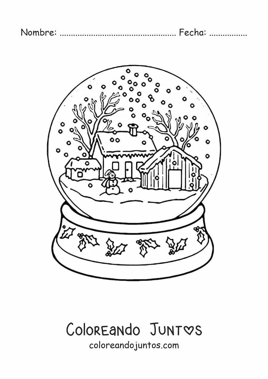 Imagen para colorear de bola de nieve bonita con paisaje