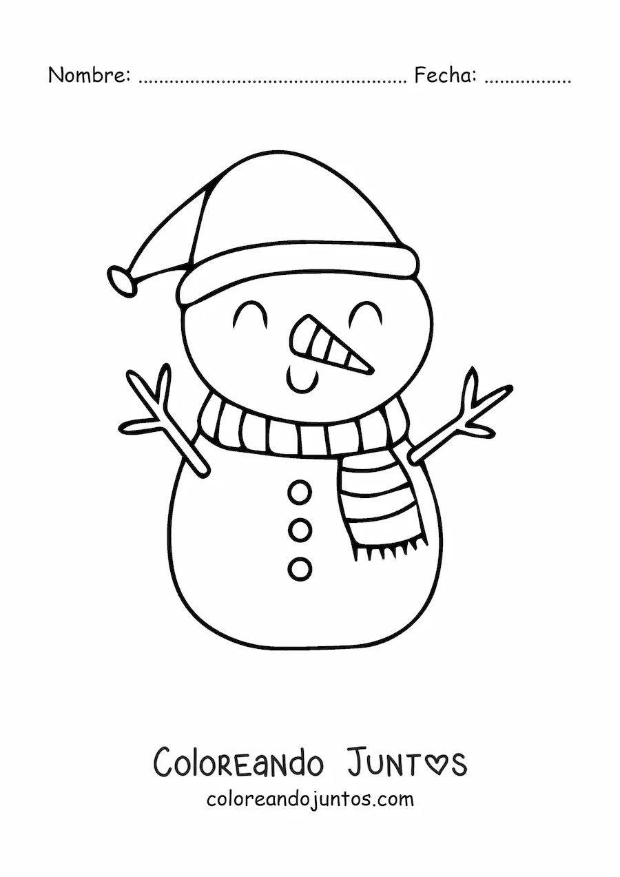 Imagen para colorear de muñeco de nieve gigante con bufanda