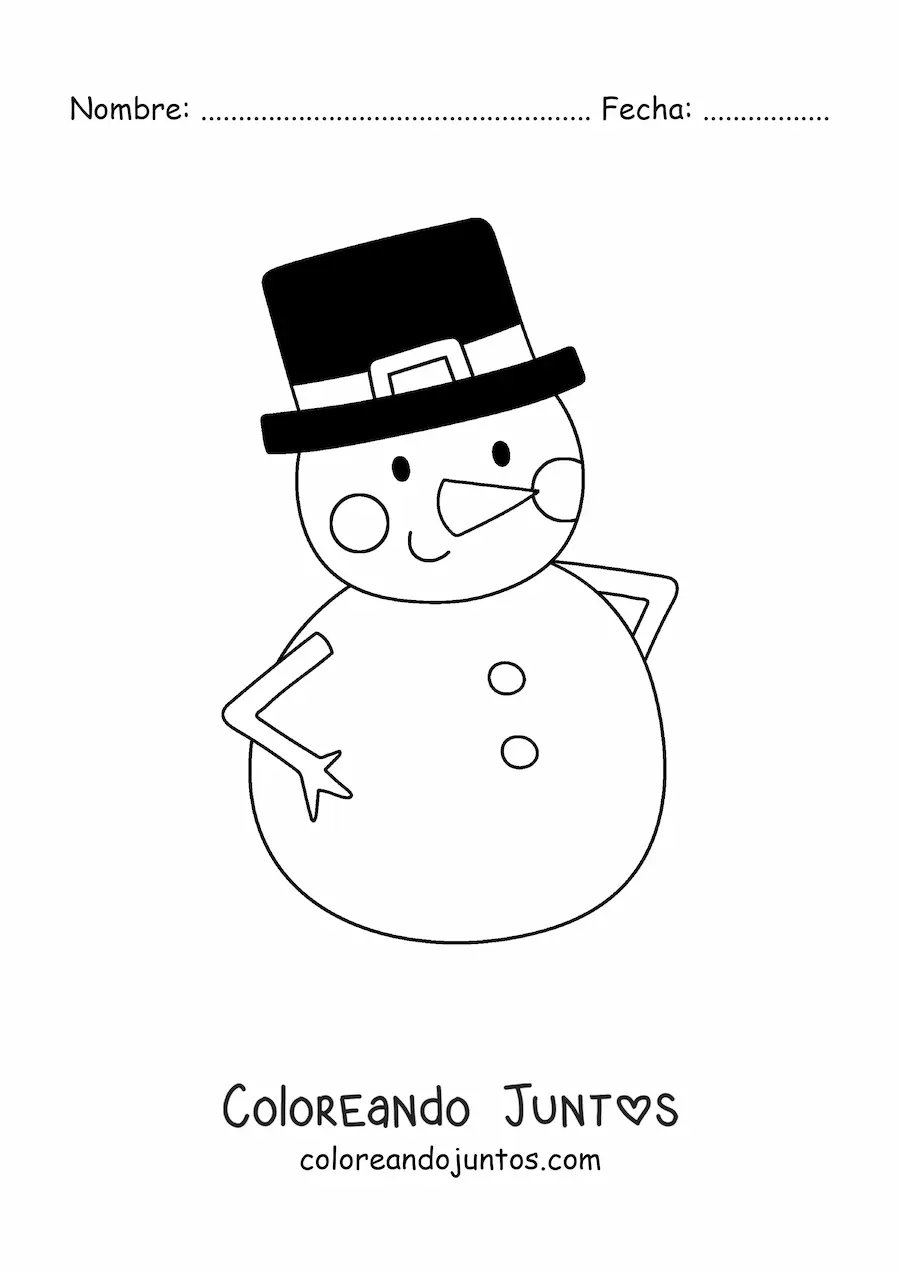 Imagen para colorear de muñeco de nieve con sombrero