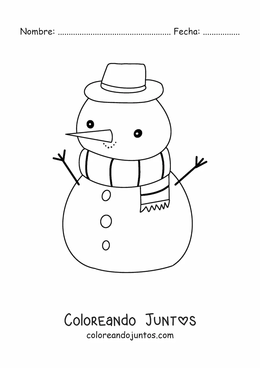 Imagen para colorear de muñeco de nieve sencillo