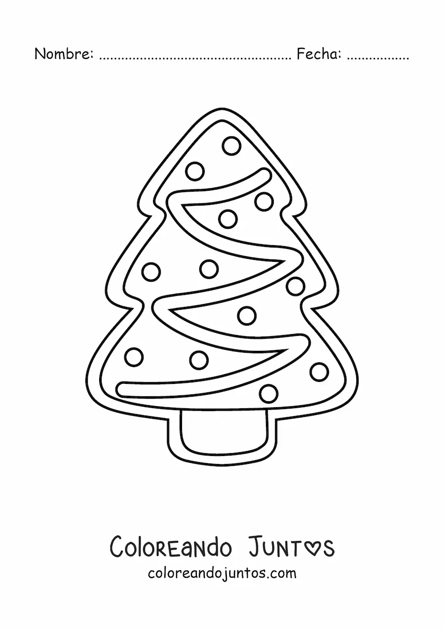Imagen para colorear de galleta con forma de árbol de Navidad