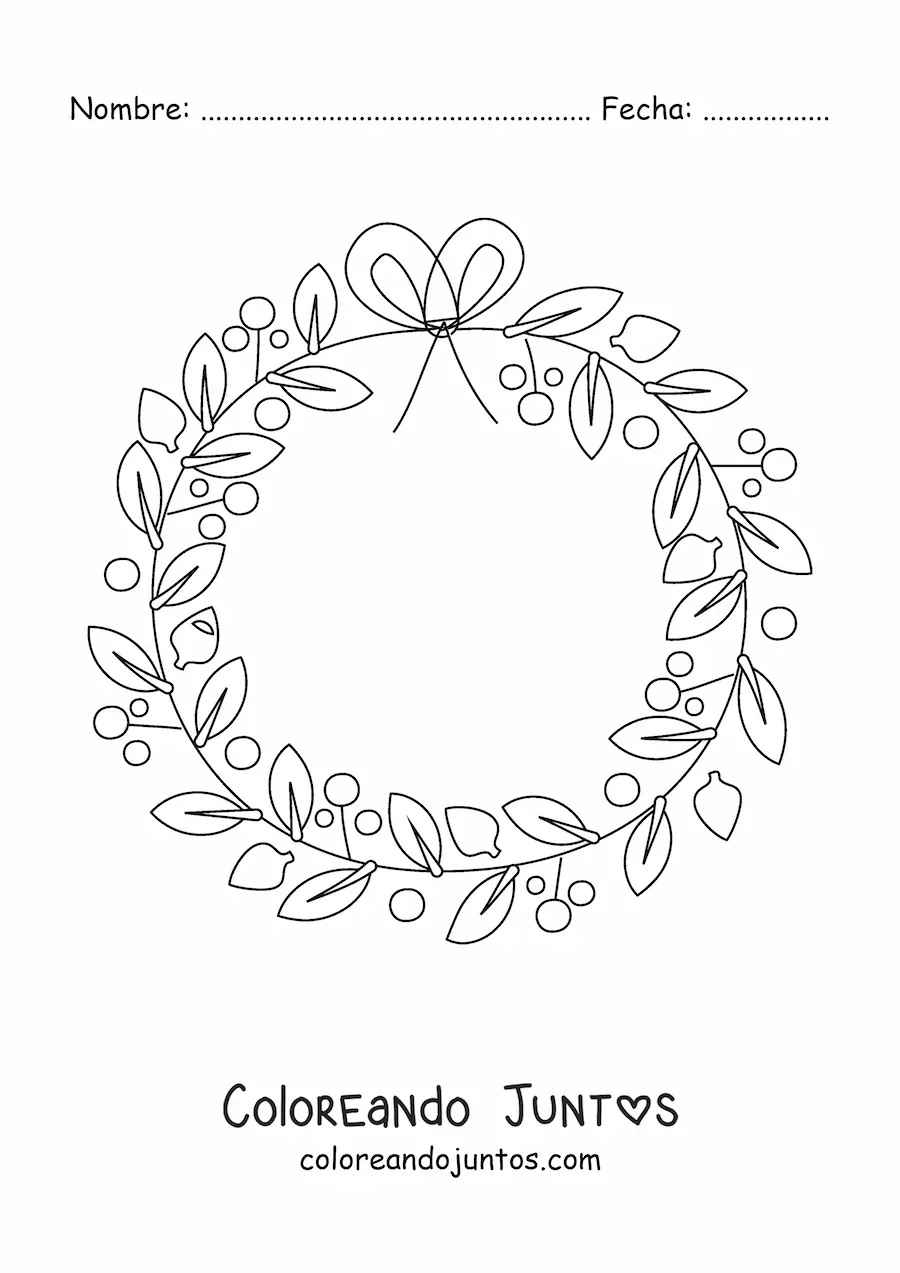 Imagen para colorear de corona de Navidad sencilla