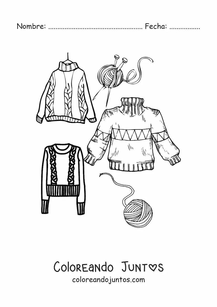 Imagen para colorear de suéteres de Navidad