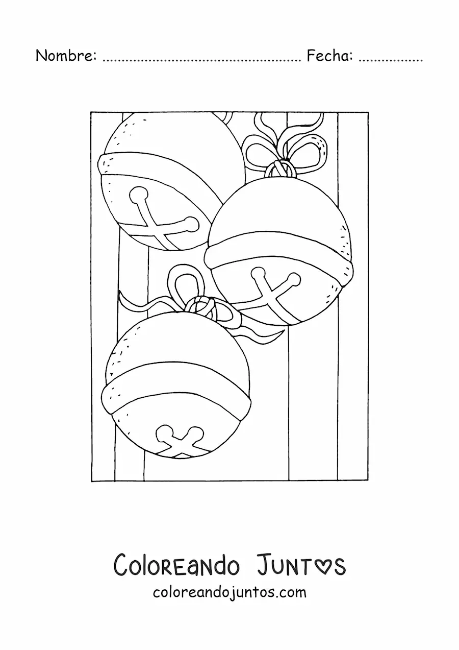 Imagen para colorear de cascabeles de Navidad