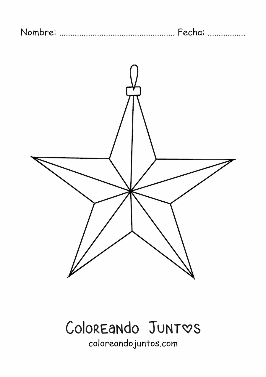 Imagen para colorear de estrella de Navidad