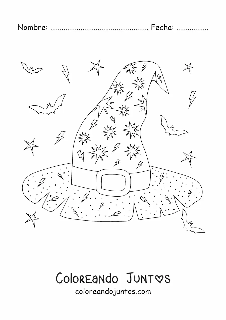 Imagen para colorear de sombrero de bruja
