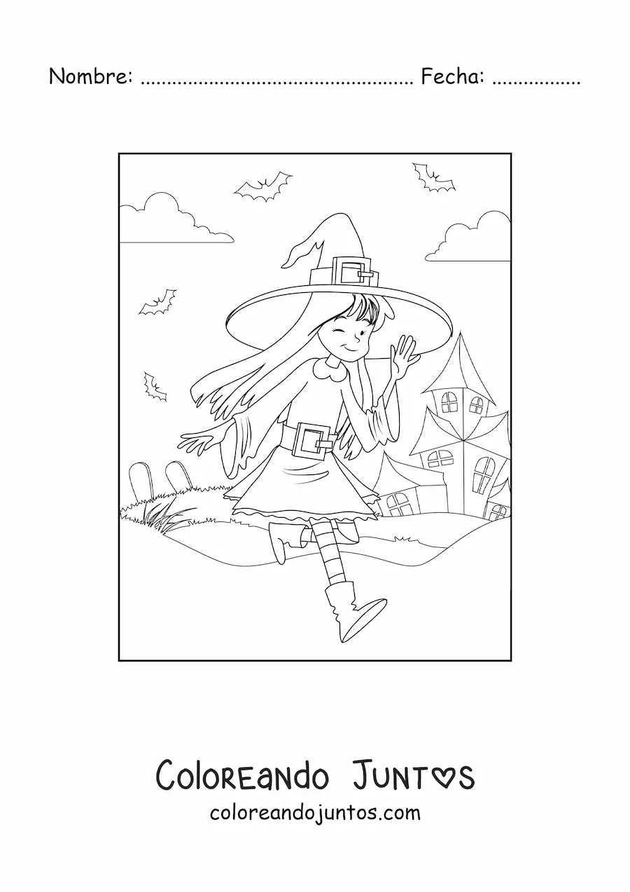 Imagen para colorear de bruja bonita