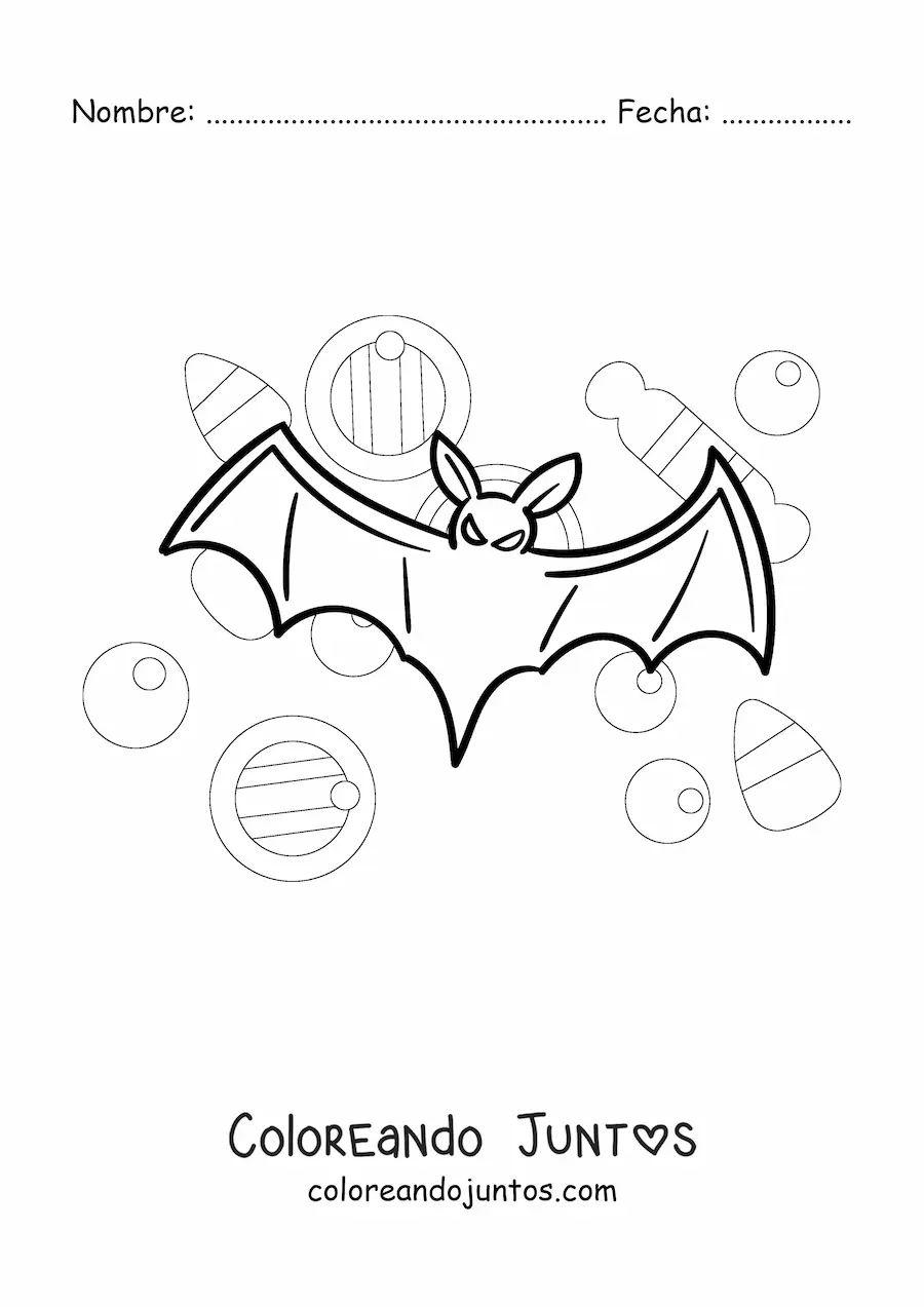 Imagen para colorear de murciélago sencillo de Halloween