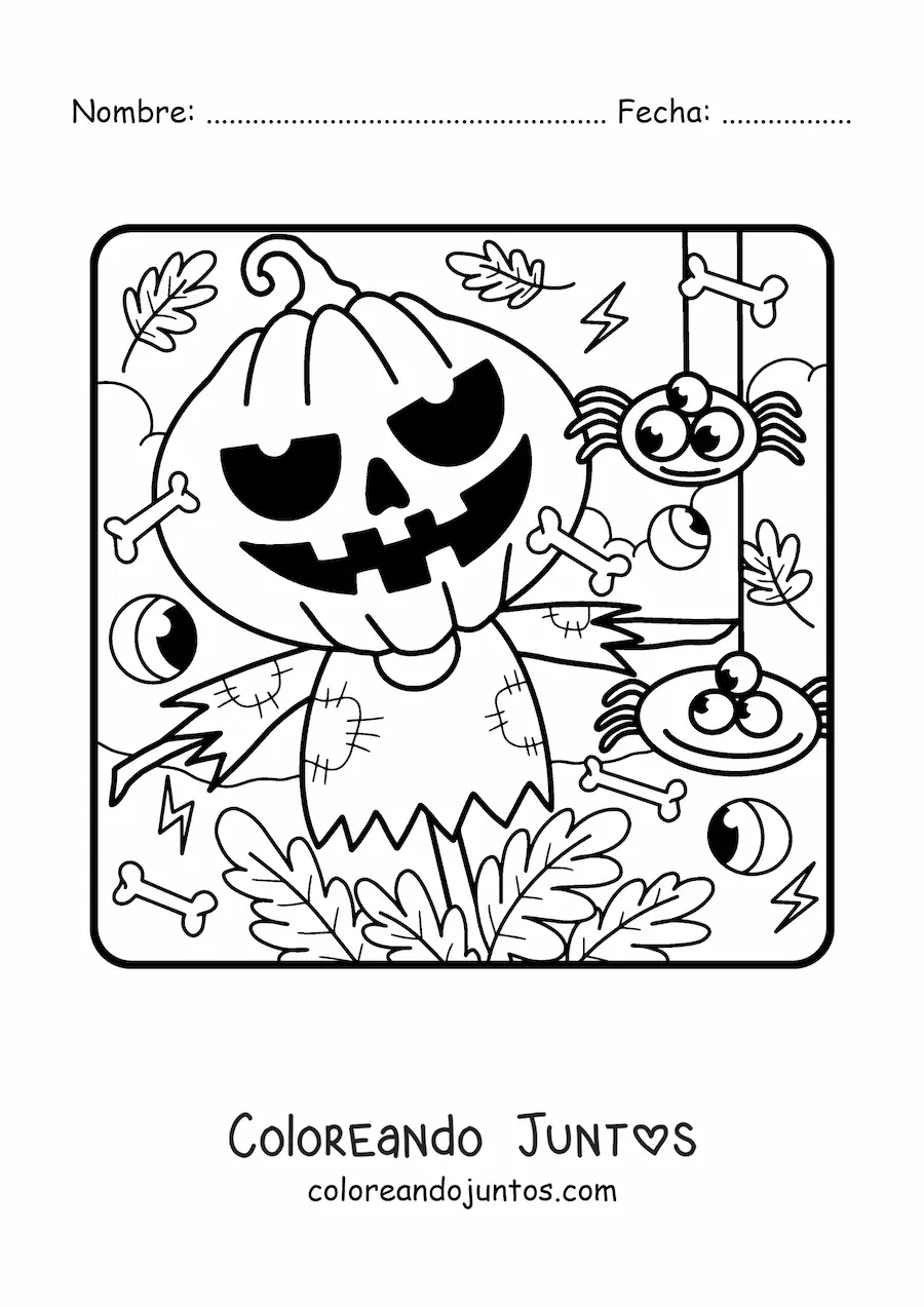 Imagen para colorear de espantapájaros de Halloween