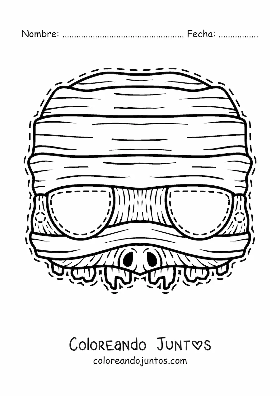 Imagen para colorear de máscara de Halloween de momia