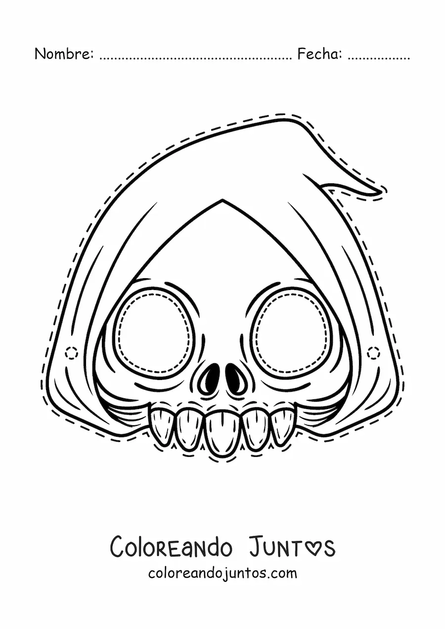Imagen para colorear de máscara de Halloween de la muerte